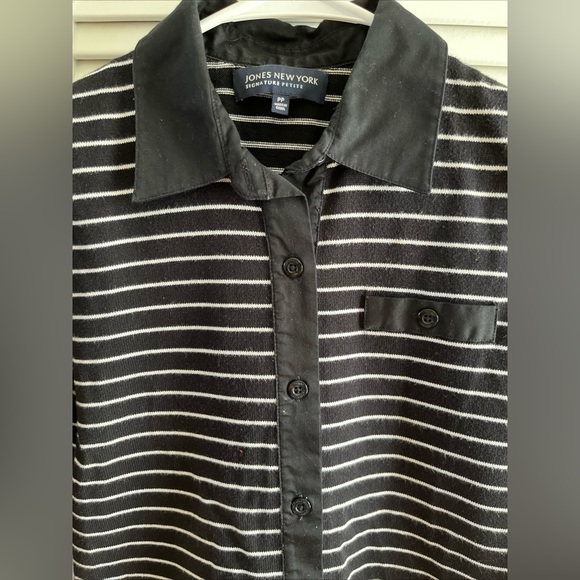 Jones New York Women's Black White Striped Button Up Knit Sweater Size Petite PP - Picture 11 of 11